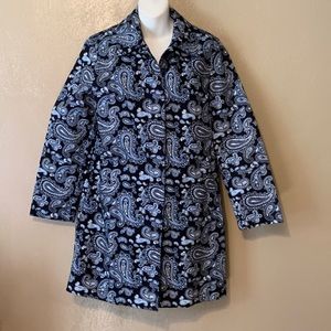 Michael Michael Kors size M blue black paisley button coat pockets Cotton